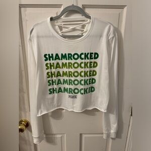 Victoria’s Secret Pink Cropped String Back Shamrocked Shirt New without Tags
